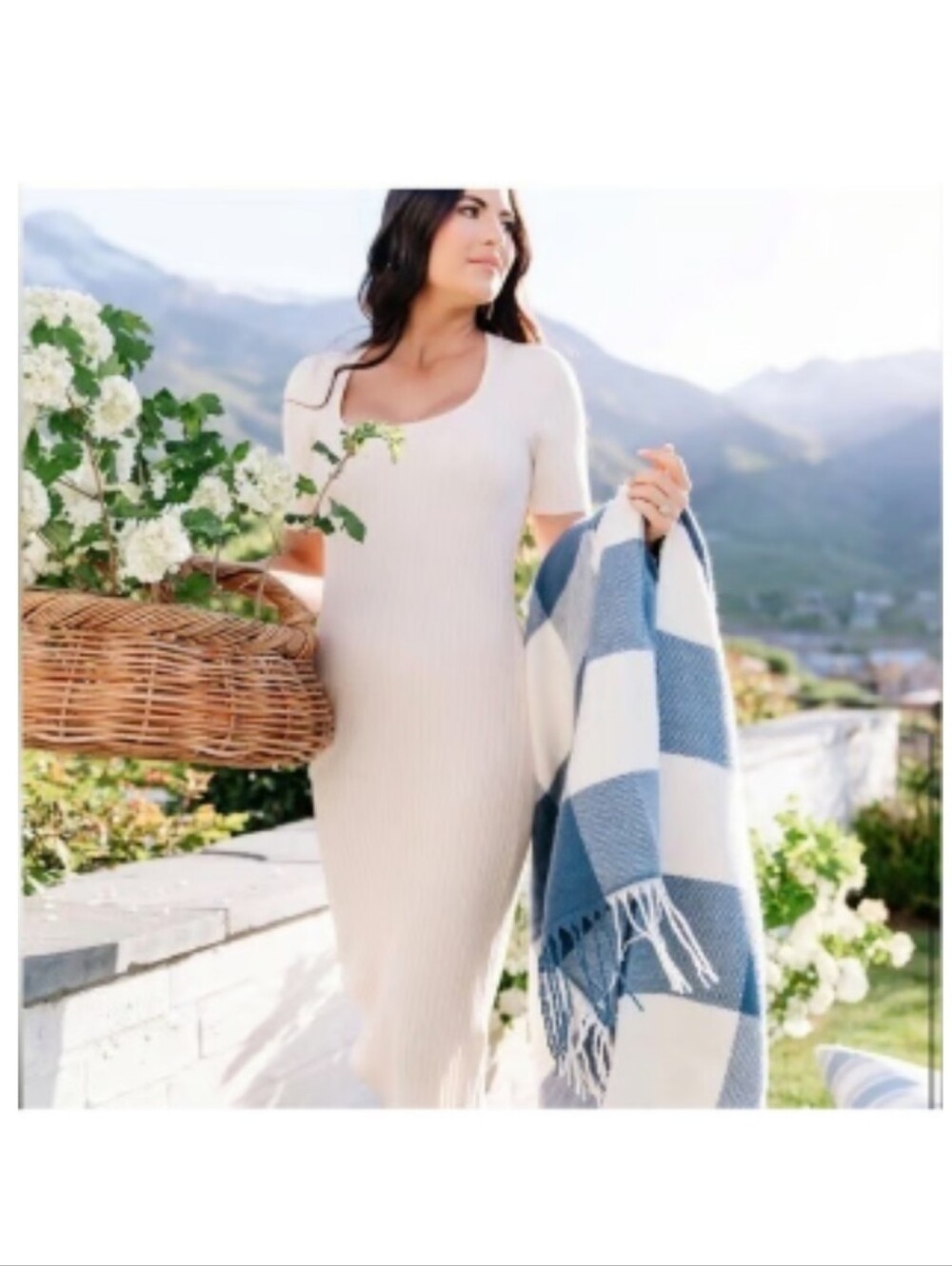 Rachel Parcell Ribbed Knit Midi Dress - Cream